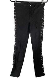 Shinestar Lace Up Black Skinny Pants Size Large