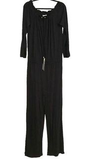 NWT Michael Kors Off The Shoulder Long Sleeve Black Jumpsuit MEDIUM