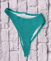 NWT Rhythm Cheeky Bikini Bottoms Women's Medium Sea Green Mid Rise Textured