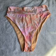 NWT Aerie Pink Orange Tie Dye High Cut Cheeky Bikini Bottom Only