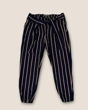 Like an Angel Belted Tapered Palazzo Pant Striped Dark Midnight Combo L