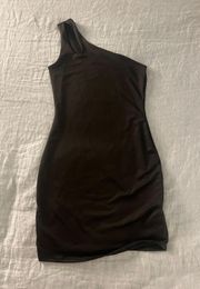 Gaze Black One Shoulder Mini Dress 