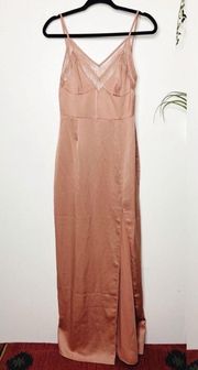 NEW NBD Revolve Daisy Blush Lace Sexy Maxi Slip Dress