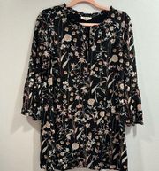 Style & Co black woodland garden bell sleeve floral dress size Medium