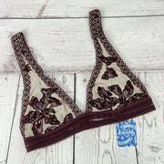 Free People  Intimately Alia Bralette Bra Small Bordeaux Floral Lace Lingerie New