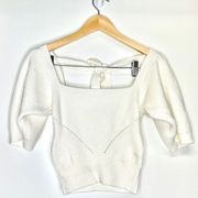 Nordstrom MINKPINK Women’s Cropped Knit Ivory Ribbed Shirt Size Medium
