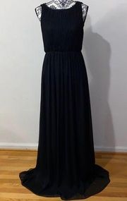 Alice + Olivia Sleeveless Silk Blend Lamb Leather Trim Maxi Dress Size XS