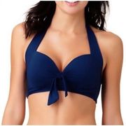 Liz Claiborne Navy Blue Padded Swimsuit Top