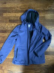 Blue  Rain Jacket With Hood