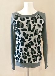 grey leopard print sweater size small