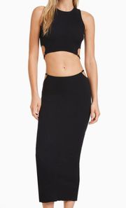 Knit Black Midi Skirt and Top Set