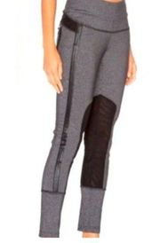 Blanc Noir - Performance Mesh Paneled Gray Leggings Faux Leather- XS