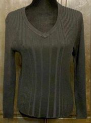 black ribbed v-neck sweater. XL