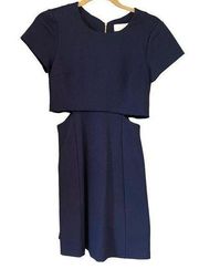 Amanda Uprichard Navy Side Cutout Ponti Knit Dress