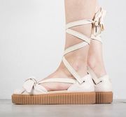 X Fenty By Rhianna Tie Lace-Up Bow Creeper Platform Sandals Pink Tint 7.5