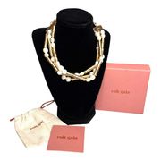 Cult Gaia NEW  Zabelle Baroque Pearl CHOKER NECKLACE 18" Gold Bars 3 Strands BOX