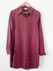 Maroon Button Down Shirt Dress