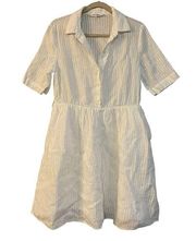 Frame Linen Shirt Dress Small White Collared Short Sleeve Mini