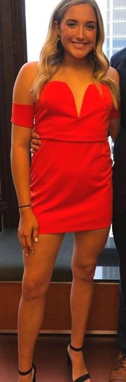 Orange/Red Deep V Dress