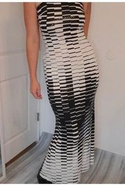 Y2K maxi dress black and cream size 8