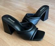 Abound | Shoes | Abound Black Leather Penelope Square Toe Heels