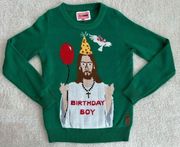 Tipsy Elves Birthday Boy Christmas Jesus Sweater size M