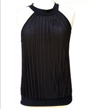 Color Swatch Womens size small black sparkly Pleated Mock Neck Top