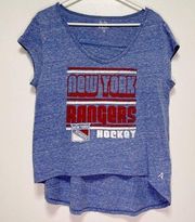 Alta Gracia Blue Marled New York Rangers Short Sleeved Scoop Neck T-Shirt