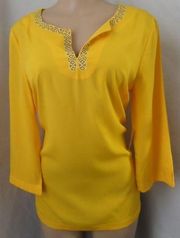 "COLDWATER CREEK" YELLOW SUMATRA CAREER CASUAL SHIRT BLOUSE SIZE: M NWT