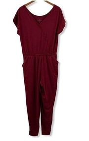 Cuddl Duds Red Surplice Neckline Jumpsuit Medium