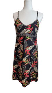 Athleta Women's Shorebreak Strappy Racerback Built-in bra Floral Black Dress