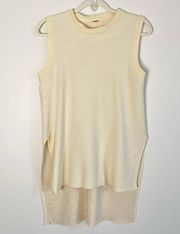 Adam Lippes Sleeveless Sweater High Low Hi-Low Cream Ivory Vest Top Size Small