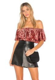 BAND OF GYPSIES Ruffle Crushed Velvet Bodysuit Size Medium