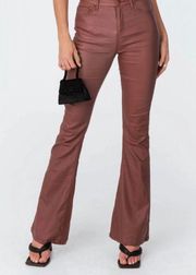 Edikted BROWN LEATHER FLARE PANTS