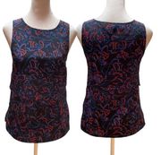 Black, Blue & Red Layered Sleeveless Round Neck Tank Top Size XS