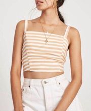 Fortelina Nude Striped Tie-Back Crop Top