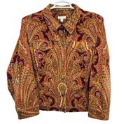 Charter Club Corduroy Jacket Brown Size 2X Paisley Print Collared Button Up