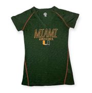 Rivarly Threads Green Miami Hurricanes Football Womens Vcut Tshirt 