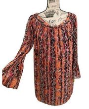 Gianni Bini Saphron Orange Long Sleeve Ethnic Mini Vivian Dress Womens XS NWT