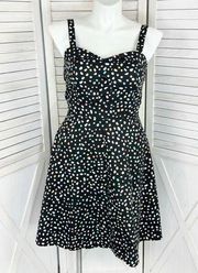 Mlle Gabrielle Polkadot Skater Pinup Sundress Black White Multi XL Sleeveless