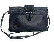 Vintage 80s Etienne Aigner Black Leather Shoulder Bag Convertible Clutch Purse