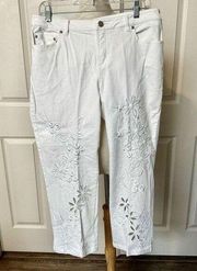 Lilly Pulitzer white Jada crop embroidered jeans