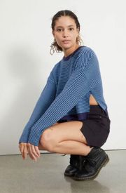 Side Split Knit Crew Neck Sweater