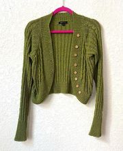 Green Cable Knit Cardigan Sweater 2000s Y2K Style Size Large