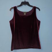 Eddie Bauer Maroon Velvet Square Neck Tank Top Size Large