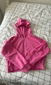 Hot Pink Cropped Zip Up Hoodie