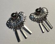 Signed Sarah Cov Silver Tone Cha Cha Dangle Charms Clip On Earrings Coventry