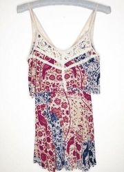 Urban Outfitters Ecote Floral Bird Ruffle Lace Tank Top Womens Size XS