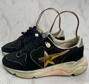 Golden Goose Sneakers Running Sole Black Leather Sneakers Size 39