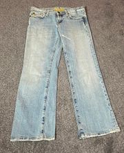 Y2K  light blue jeans with jewels on the back and embroidery ( 27 )